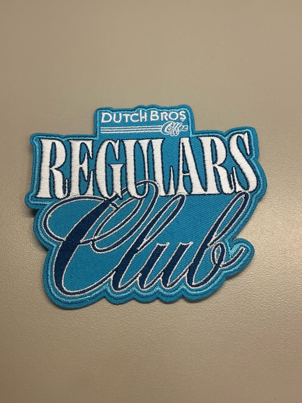Dutch Bros Blue & White 'Regulars Club' Embroidered Iron on Patch